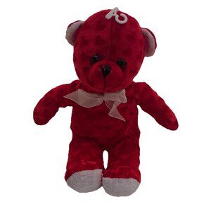 Valentine Goffa Teddy Bear Plush Red Velour Hearts Bow Plush 11" Stuffed Animal